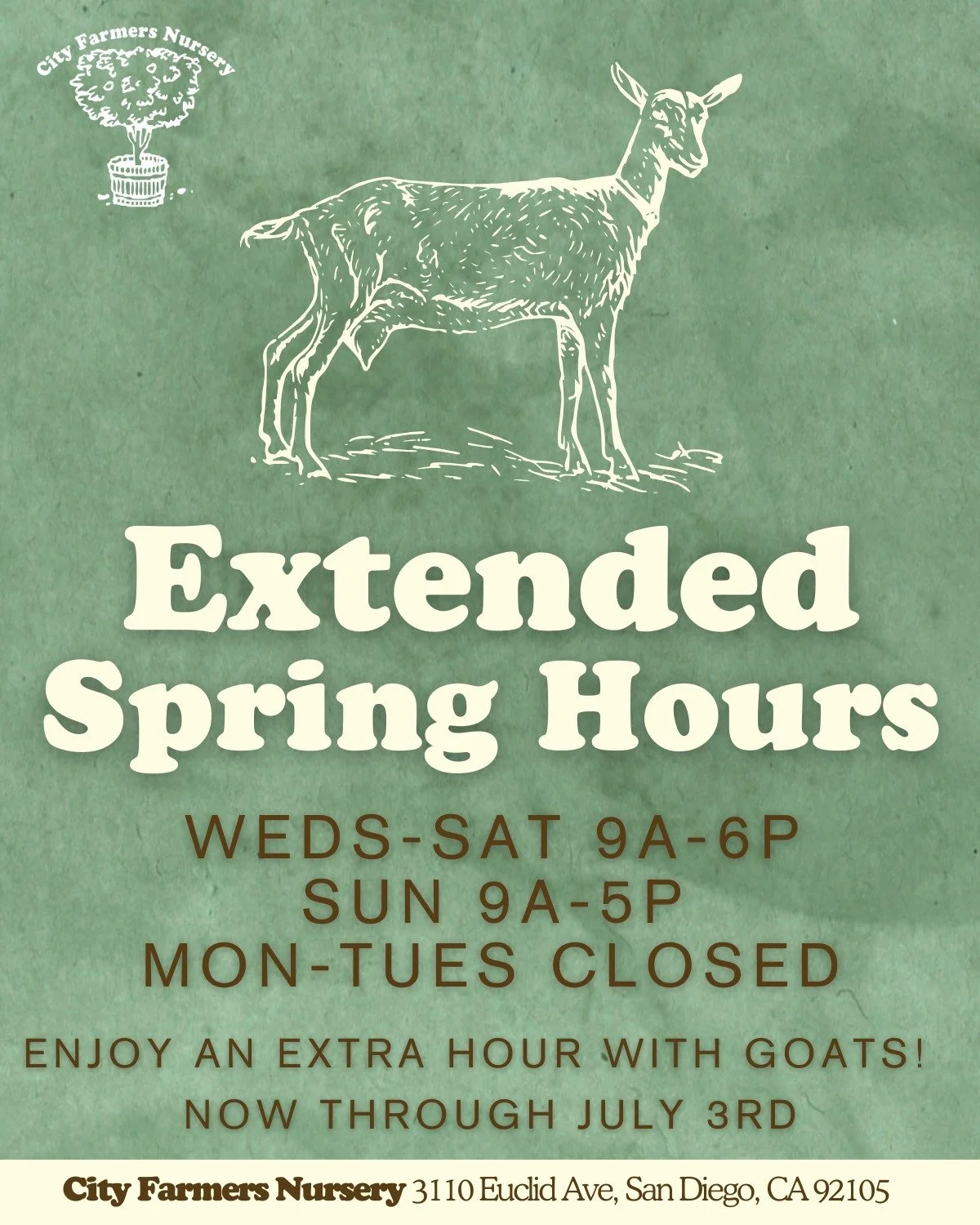 Here 9a-6p Weds-Sat, Sun 9a-5p 🐐