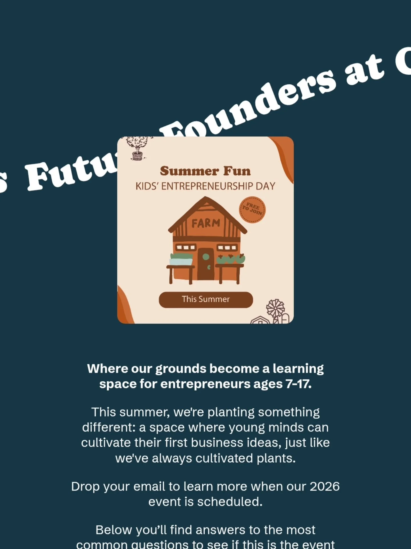 👦👧🛍️ Calling youth makers, dreamers and entrepreneurs, ages 7-17.

☀️ We are gearing up for what marks our Founder, Farmer Bill's 70th Birthday. Even more than a plant person he was an entrepreneur. He started City Farmers at the age of 16!

🎒 Th