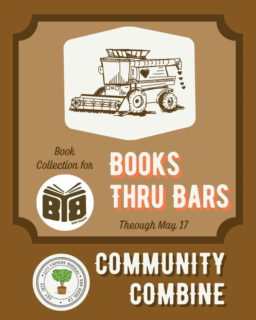 It's our final week - NOW through 5/17.
(Used) Softcover Book Collection for @sdbooksthrubars 

Every dictionary, puzzle book, or manga you donate is a small piece of company for someone who has limited access to learning and imagination 🌟

By filli