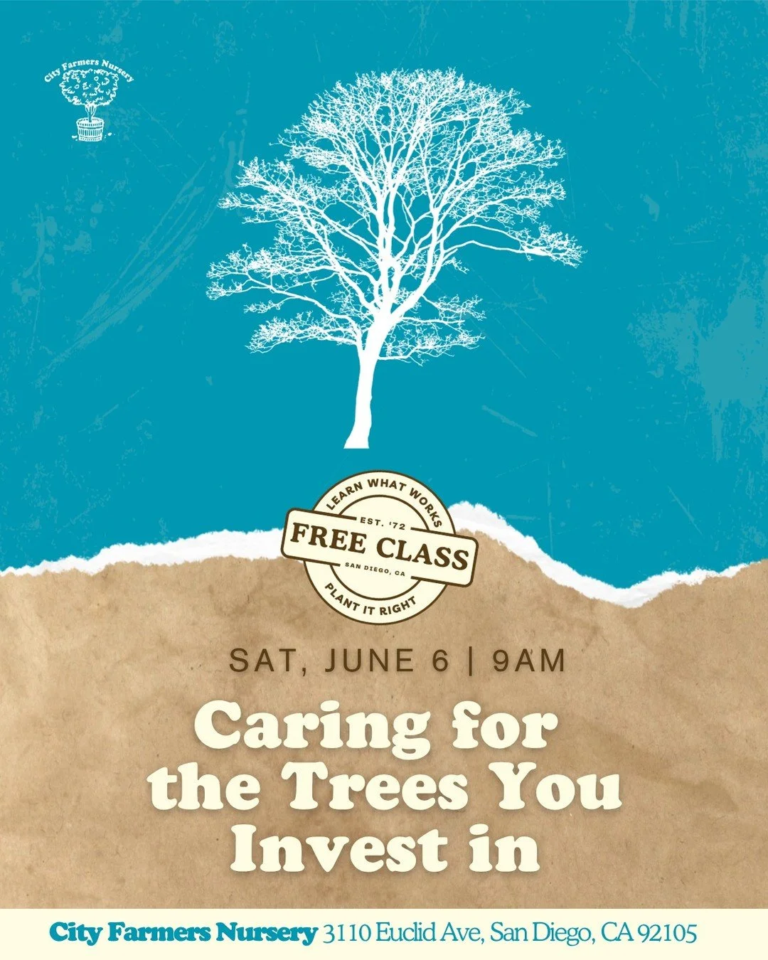 Trees are one of the best long term investments you can make in your yard. Treat them like it. 💚

Come learn how at our free class on Saturday June 6th at 9am. We'll walk through watering schedules, fertilizing, mulching, staking, pruning young tree