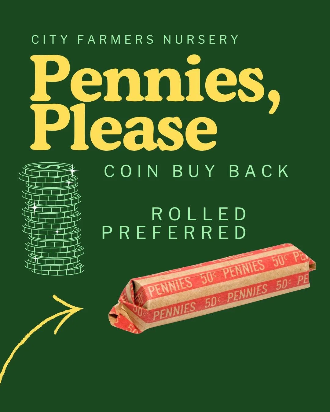 🪙 Pennies may be small, but they make a big difference when it comes to keeping things running smoothly. We're buying them back, at cost: rolled pennies help us make exact change, which we're hoping to do as long as we can!

Also, if you just have t