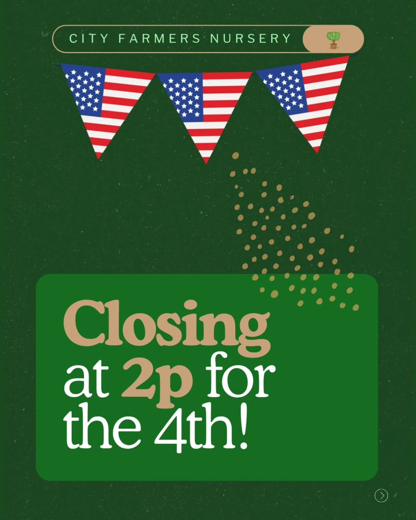 We wish you a safe holiday, we have a 9:30a free Chocolate Class.

We'll then close early at 2p.

On Sunday, 7/5, we reopen 9a-5p regular hours, with a 9a free Tropicals Class.