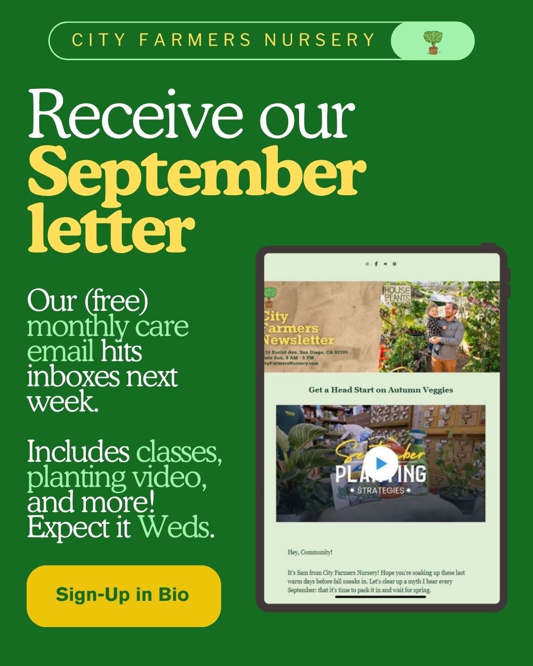 Our newsletter has been sent for over four decades. Grab your (free) September letter when you sign-up. Link in bio!