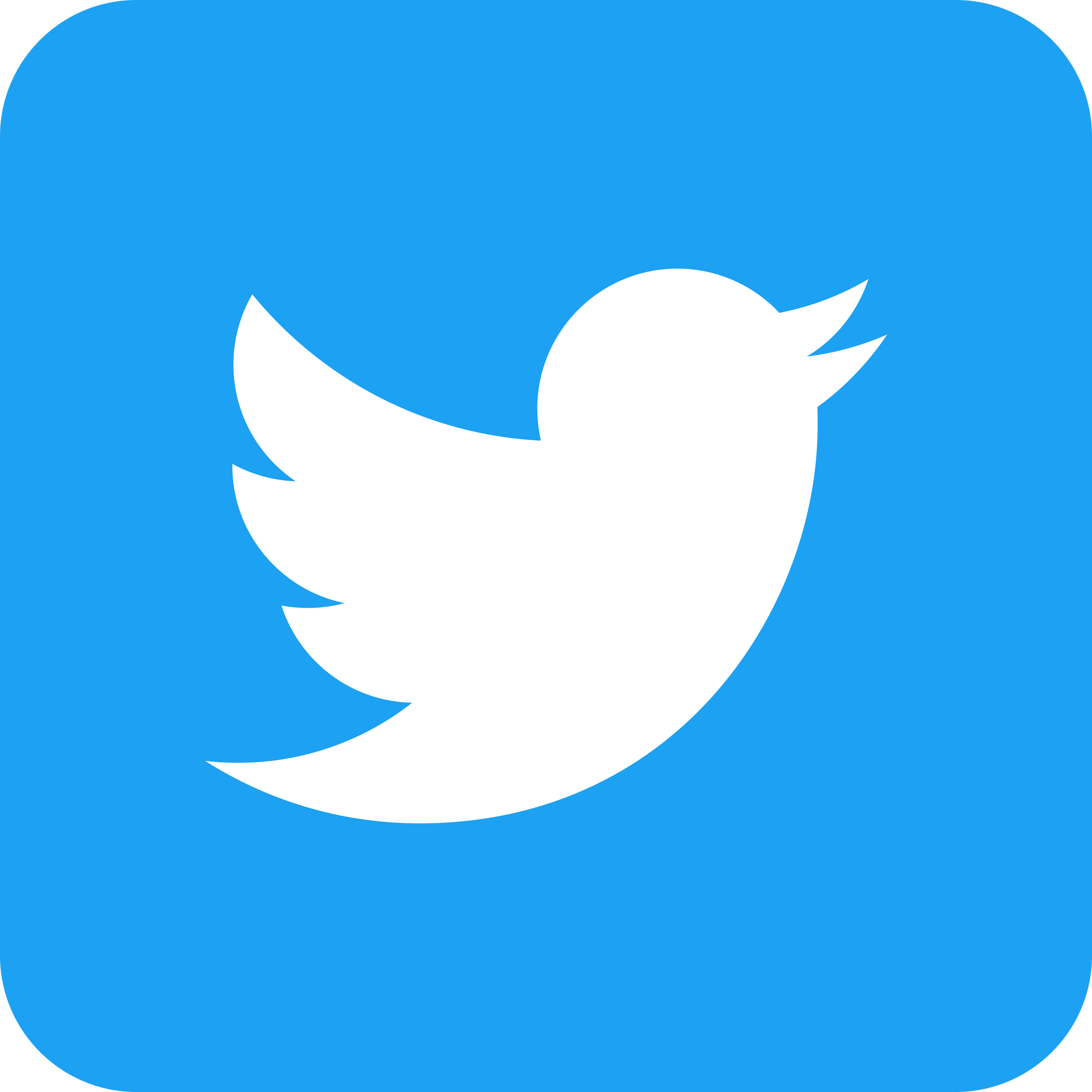 Twitter logo, white bird on blue background.