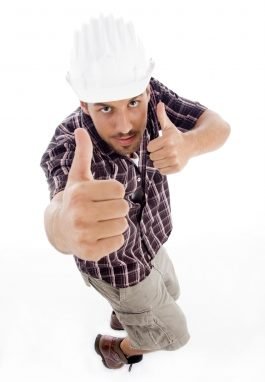 Man in hard hat giving thumbs up