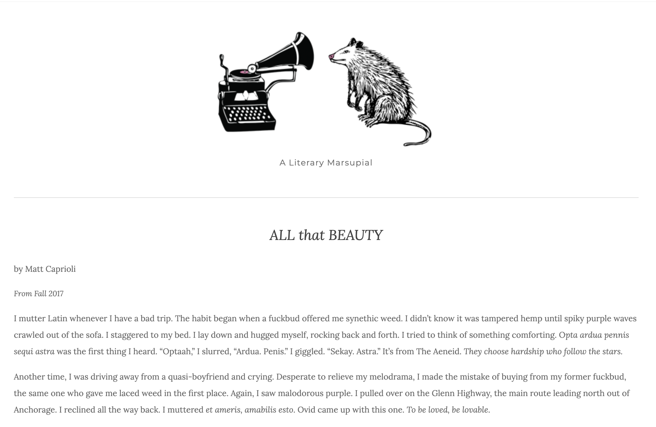 matt caprioli frye castillo all that beauty sia literary magazine
