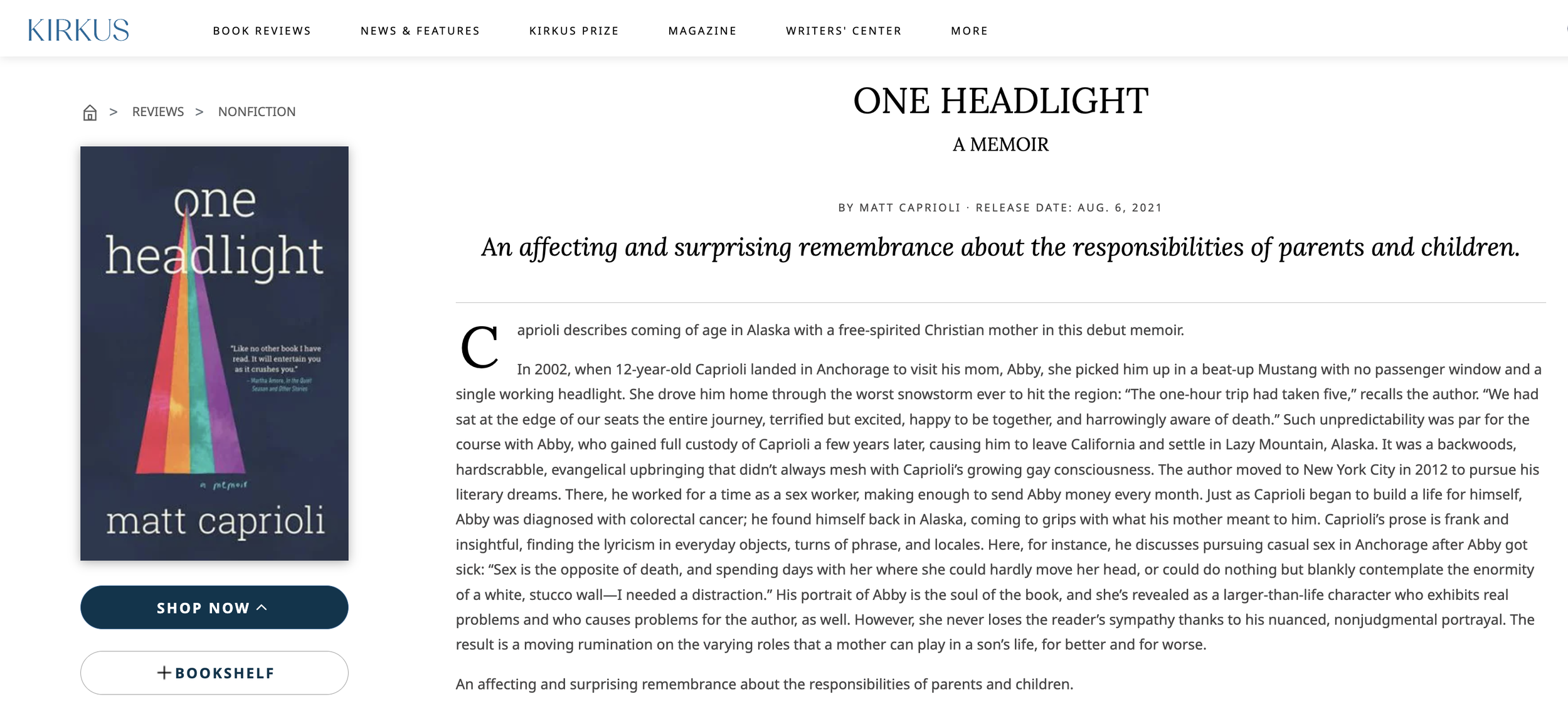 one headlight by matthew caprioli frye castillo kirkus reviews