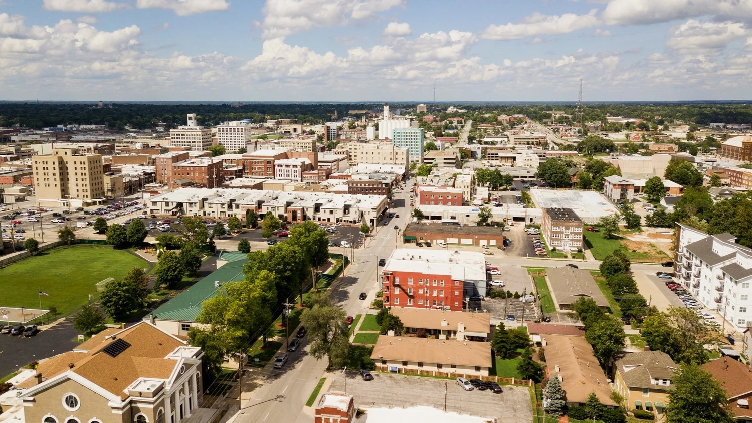 Springfield downtown skyline at dusk
