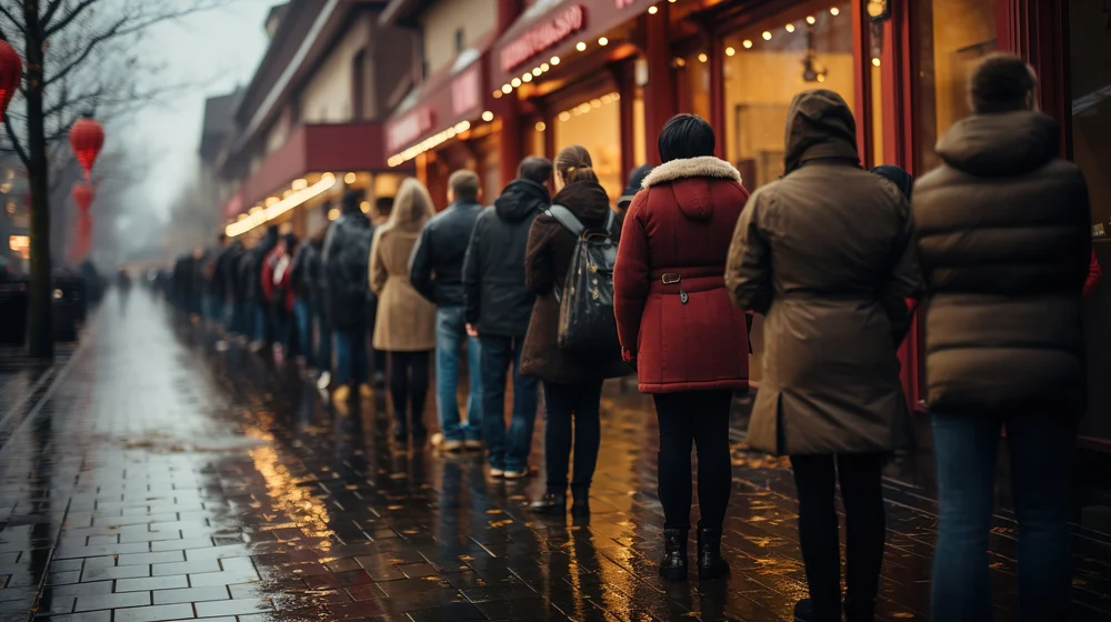 Waiting line as a playful reminder that marketing needs follow-up