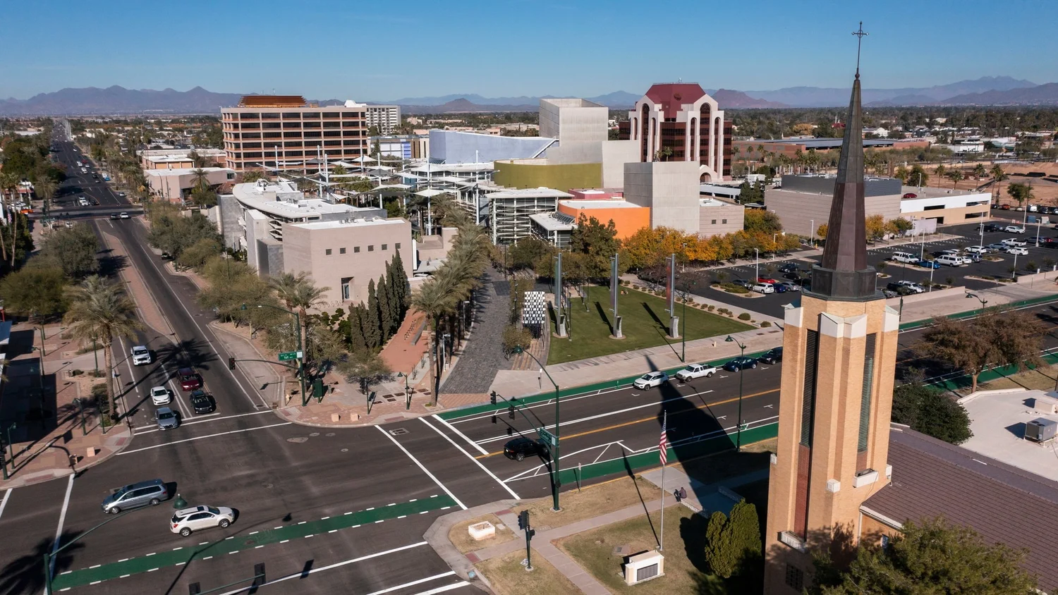 Downtown skyline and neighborhoods in Mesa showcasing real estate market opportunities