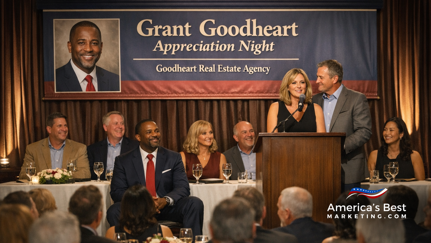 Real estate agent organizing client reviews and thank you notes on a desk