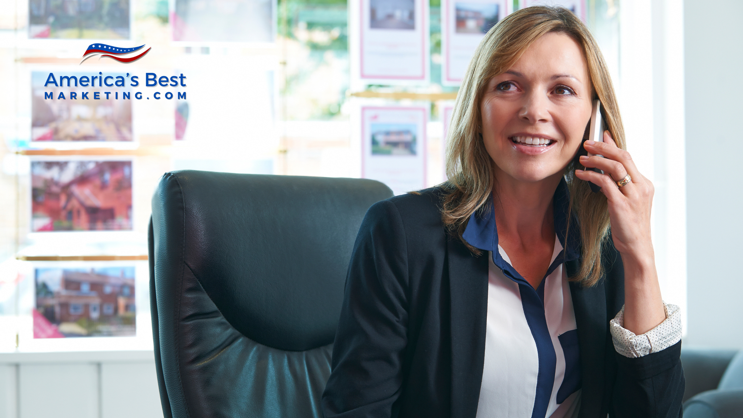 Real estate agent at laptop following up with new online home search inquiries in a simple CRM dashboard