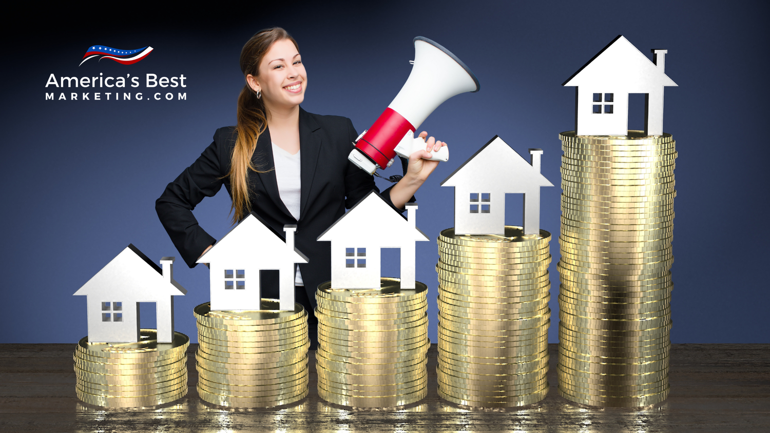 Real estate agent reviews a digital home value report while funnel icons highlight each seller stage on screen