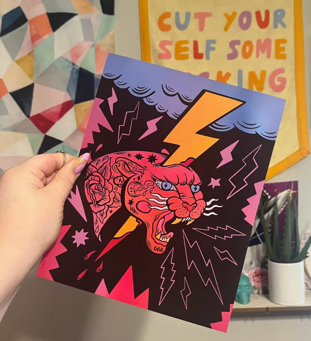 Electrified Leopard 8 X 10 Art Print