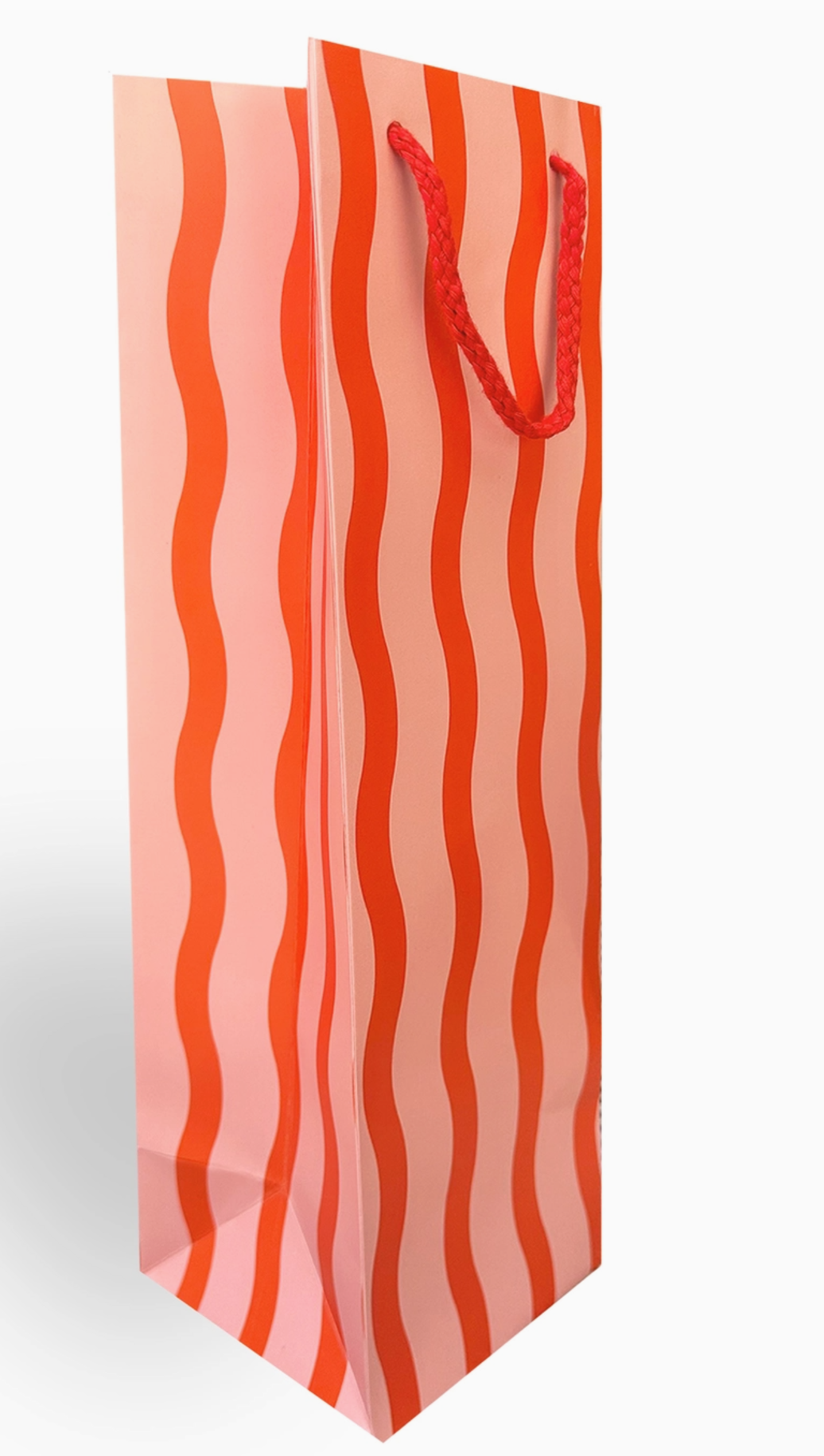 Red and Pink Striped Wine Gift Bag