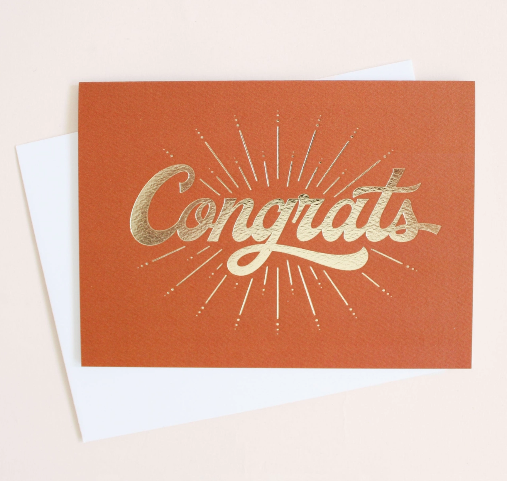 Retro Sunburst Congrats Card - Rust & Gold