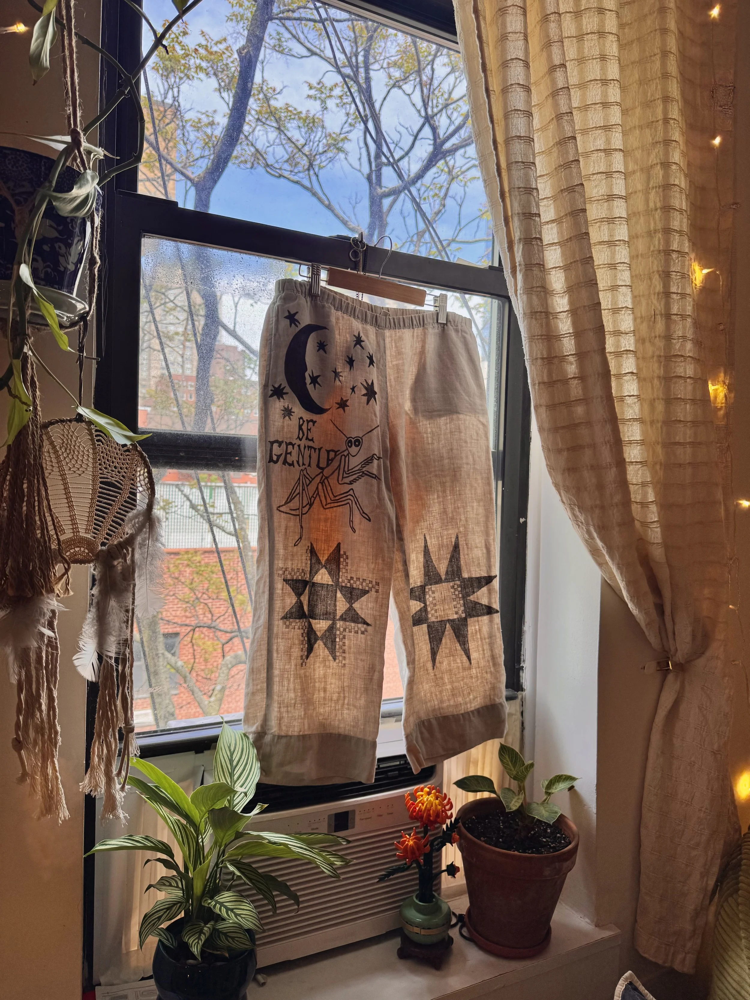 'BE GENTLE' Hand-drawn Pants