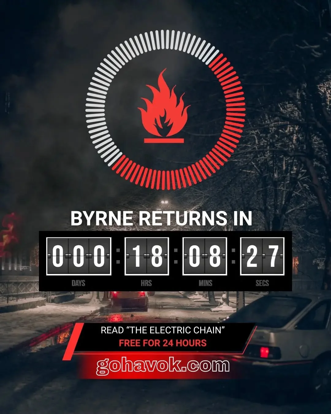 🚨 24 HOURS ONLY! 🚨

Tomorrow, Dick Byrne returns with his most electrifying case yet. "The Electric Chain," my new flash fiction detective story, will be published on @gohavok as part of their Mystery Monday lineup. This story of fire and