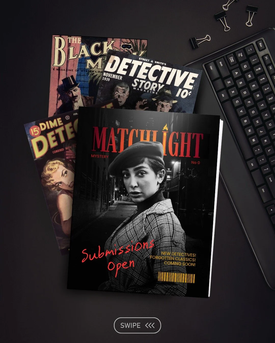 🕵🏽&zwj;♀️ Put your detective in the spotlight! Don't miss your chance to submit to the inaugural issue of MATCHLIGHT MYSTERY.

MATCHLIGHT is the new mystery magazine showcasing the best in classic and contemporary detective fiction, a sharp and sty