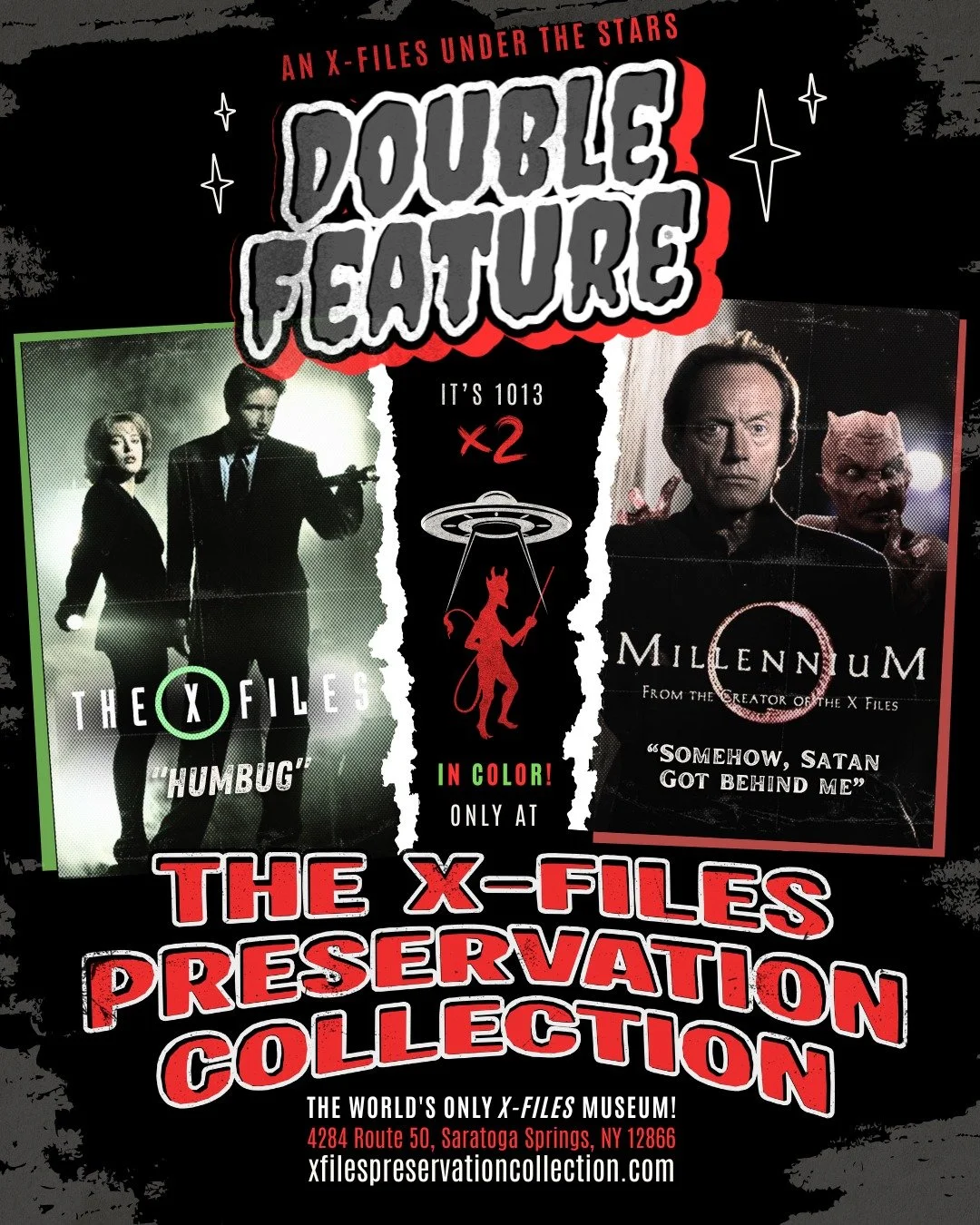 🎟️ TICKETS ON SALE NOW! It's 1013x2!

On Saturday, August 15th, I'll be appearing at the @xfiles_museum in Saratoga Springs, New York. I'll be signing books and talking about the enduring mysteries of TV's MILLENNIUM. Come and ask me anything about 