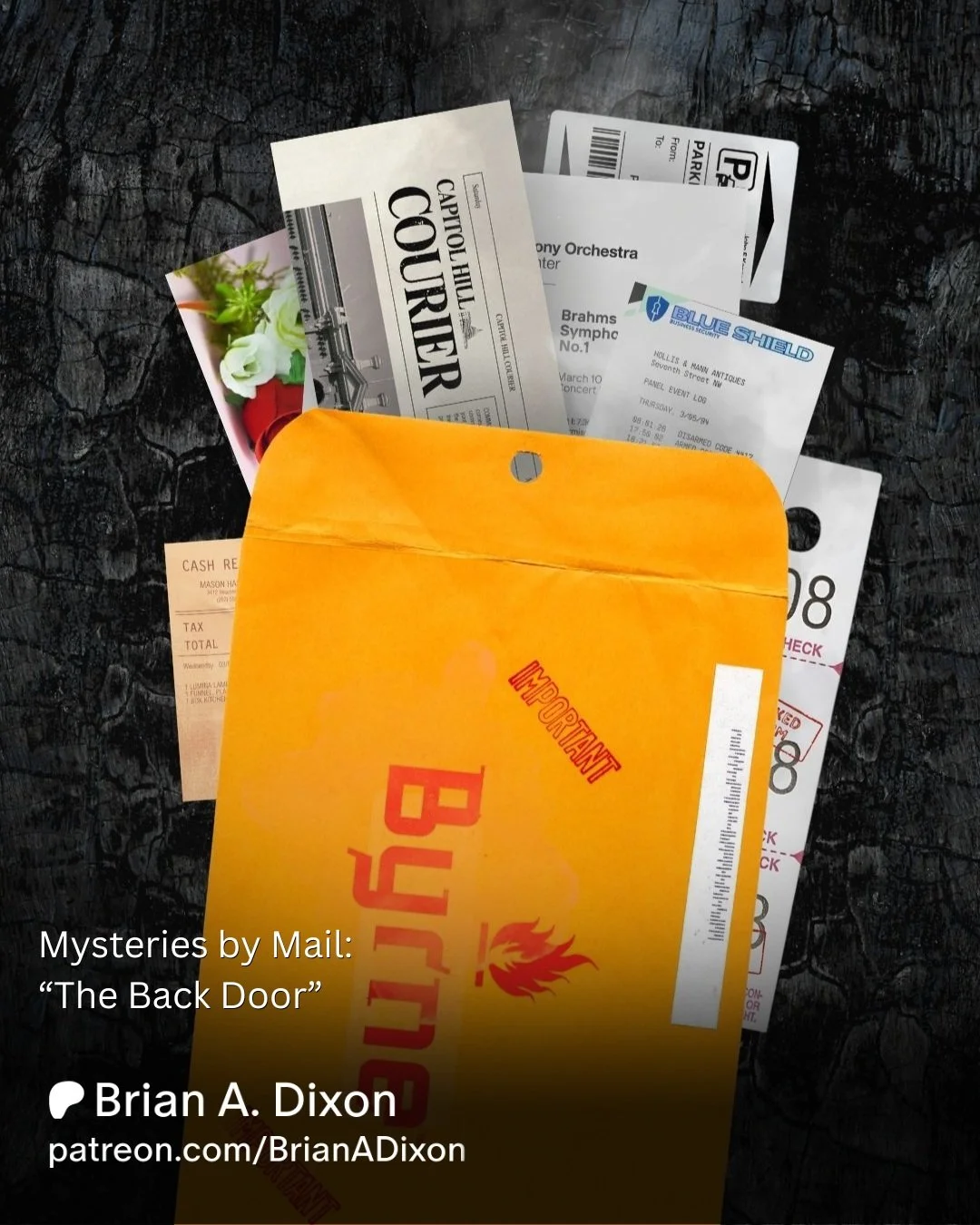 📮 Now on Patreon: The latest Mystery by Mail, "The Back Door," is heading out to all subscribers at the Captain-tier and above. Inside the envelope you'll find more than a half-dozen artifacts that collectively tell the story of an arson c