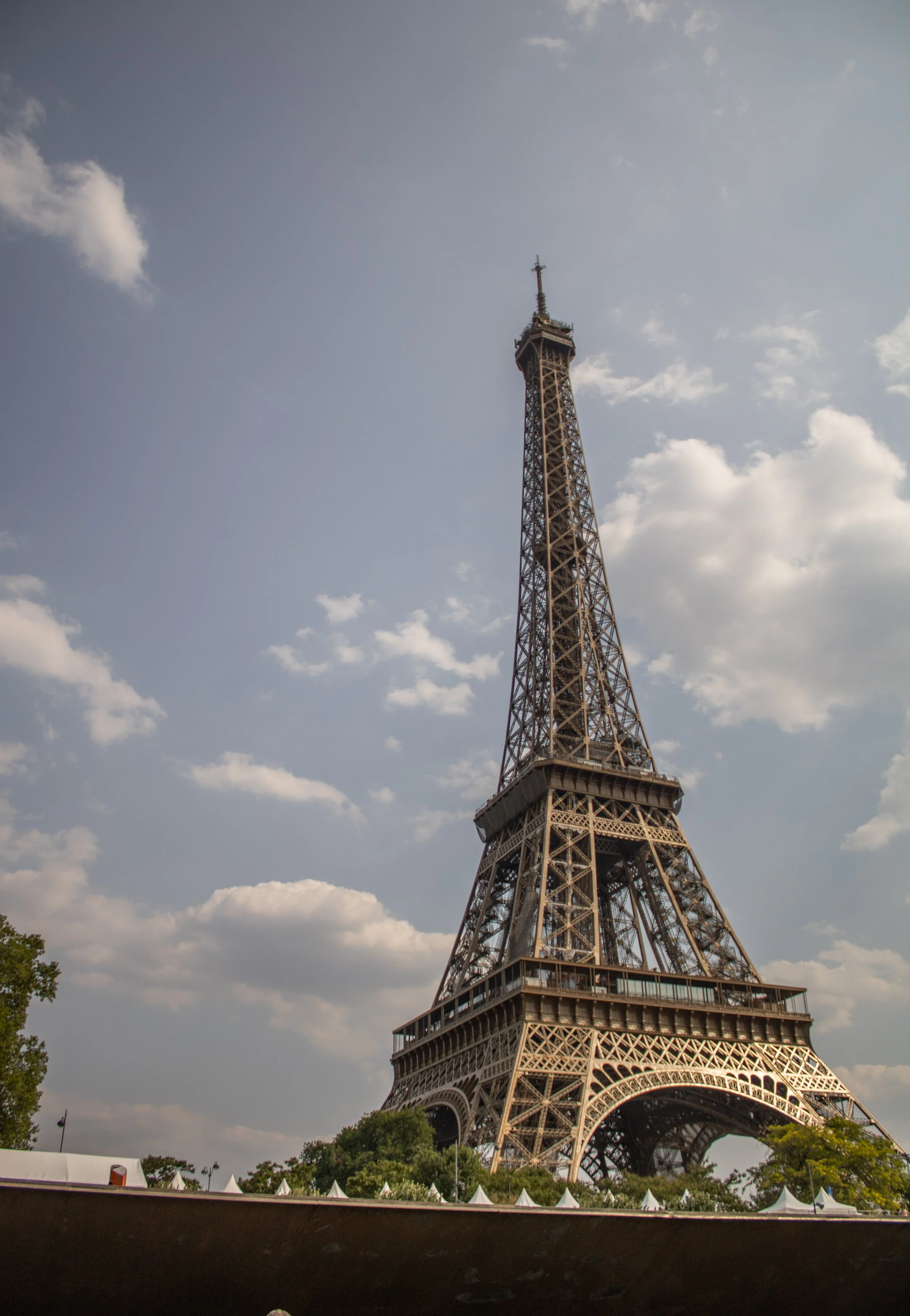 Eiffel Tower, from boat on Seine River.