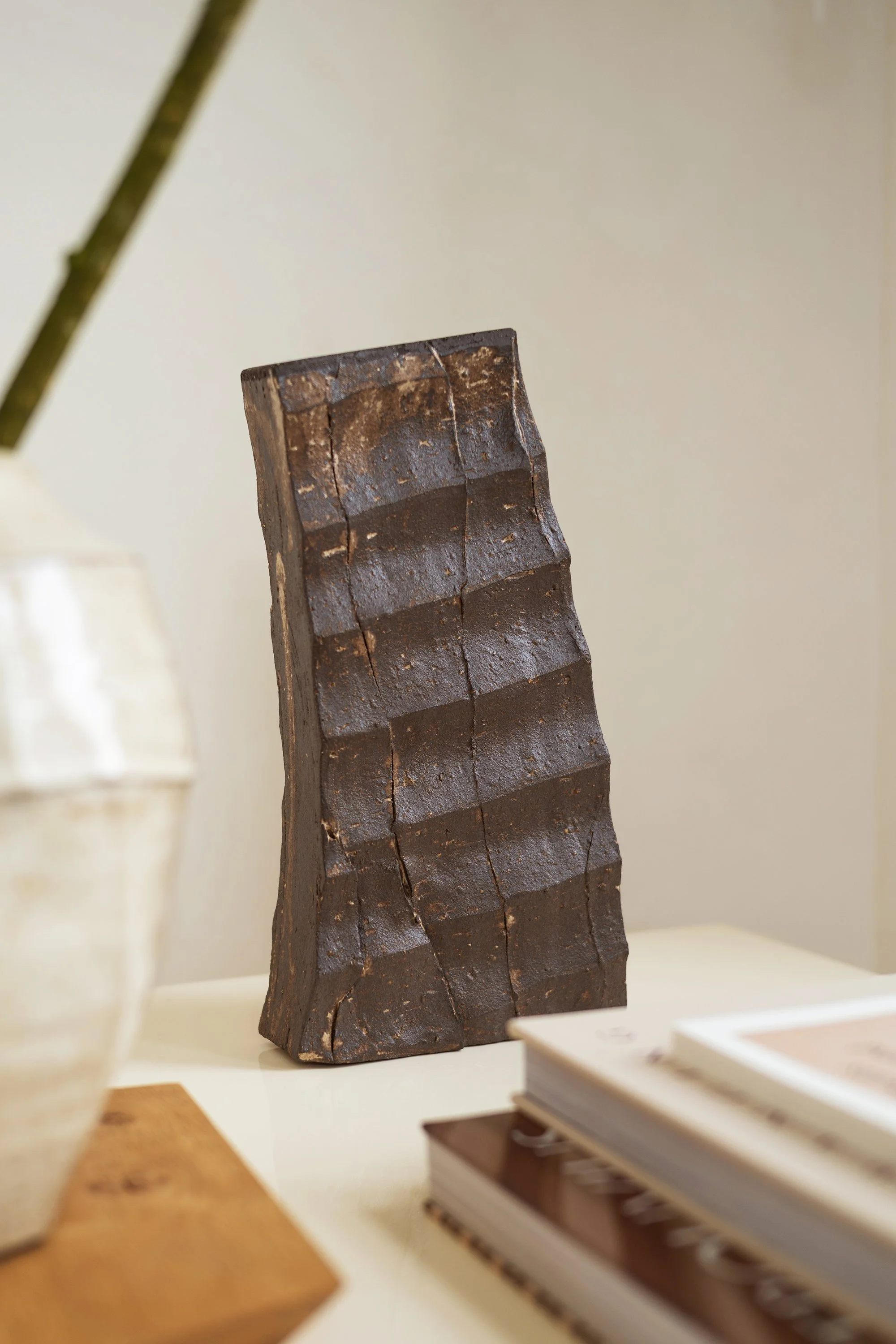 Adam Ross Slabbed Black Clay Sculpture I