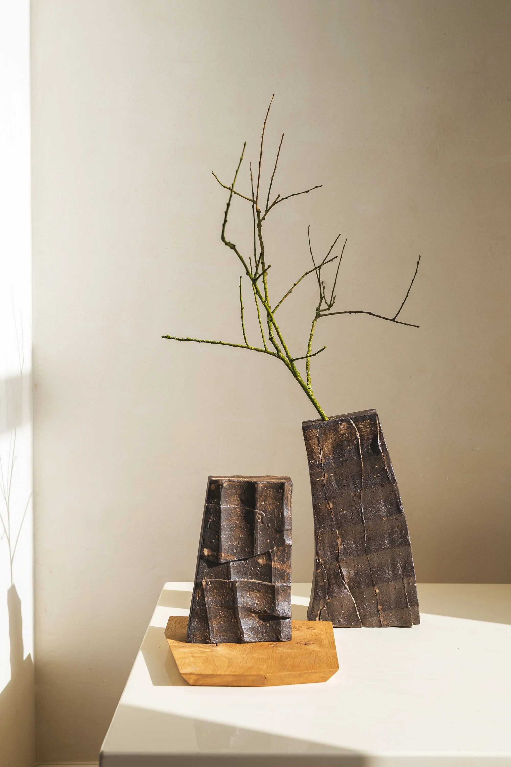 Adam Ross Slabbed Black Clay Sculpture II