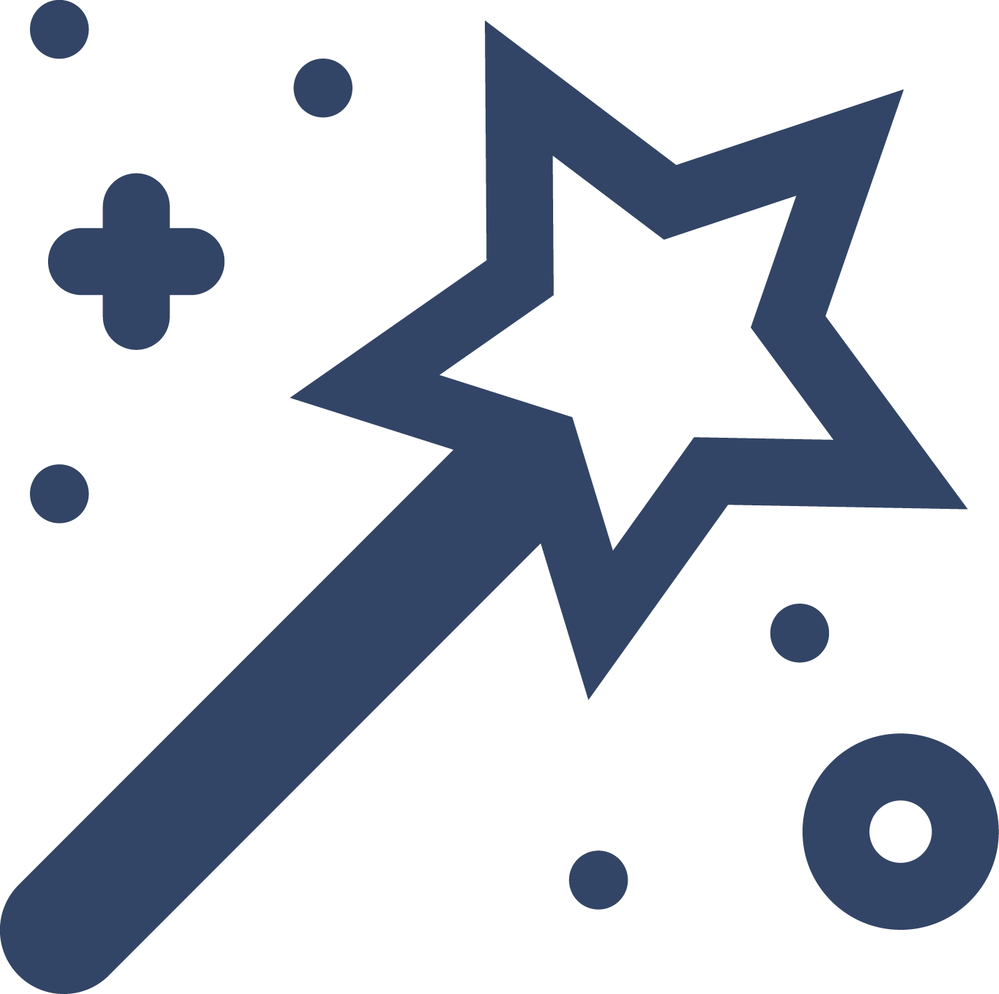 Magic wand icon with star and sparkles.
