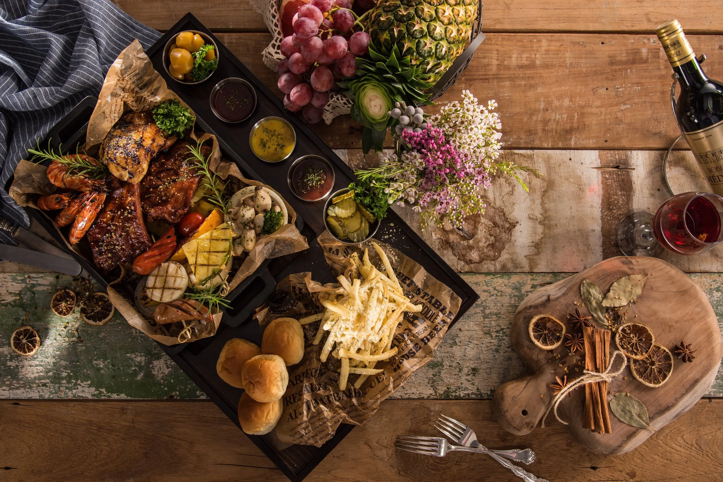 A Table set with a delicious board of food