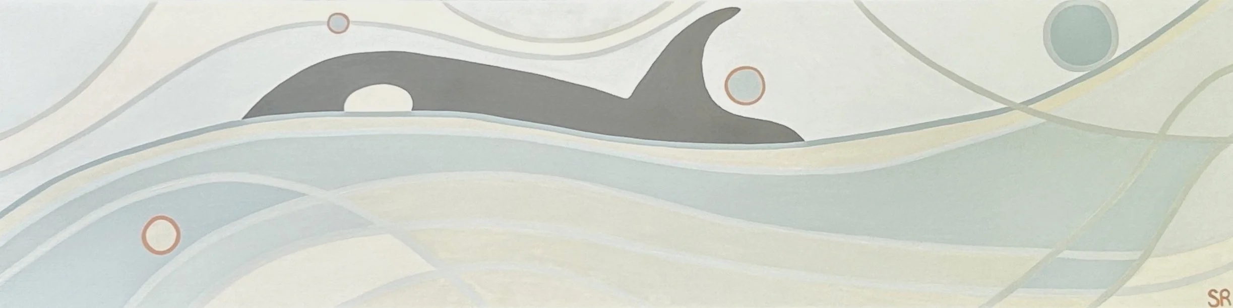 Vanishing Orca, 2023. Acrylic on birch panel - 48" x 12"