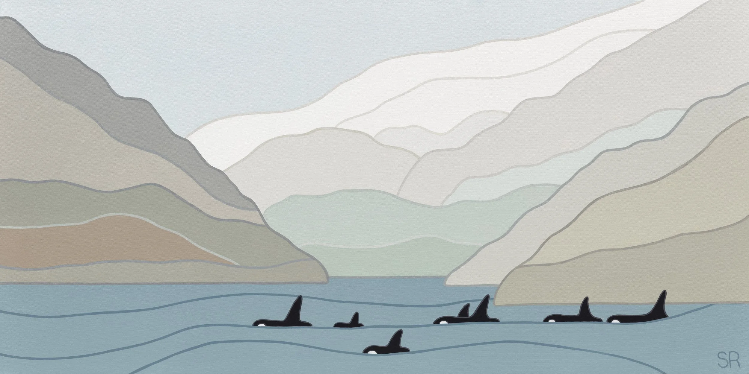 Orcas On the Move, 2026. Acrylic on canvas - 48" x 24" SOLD