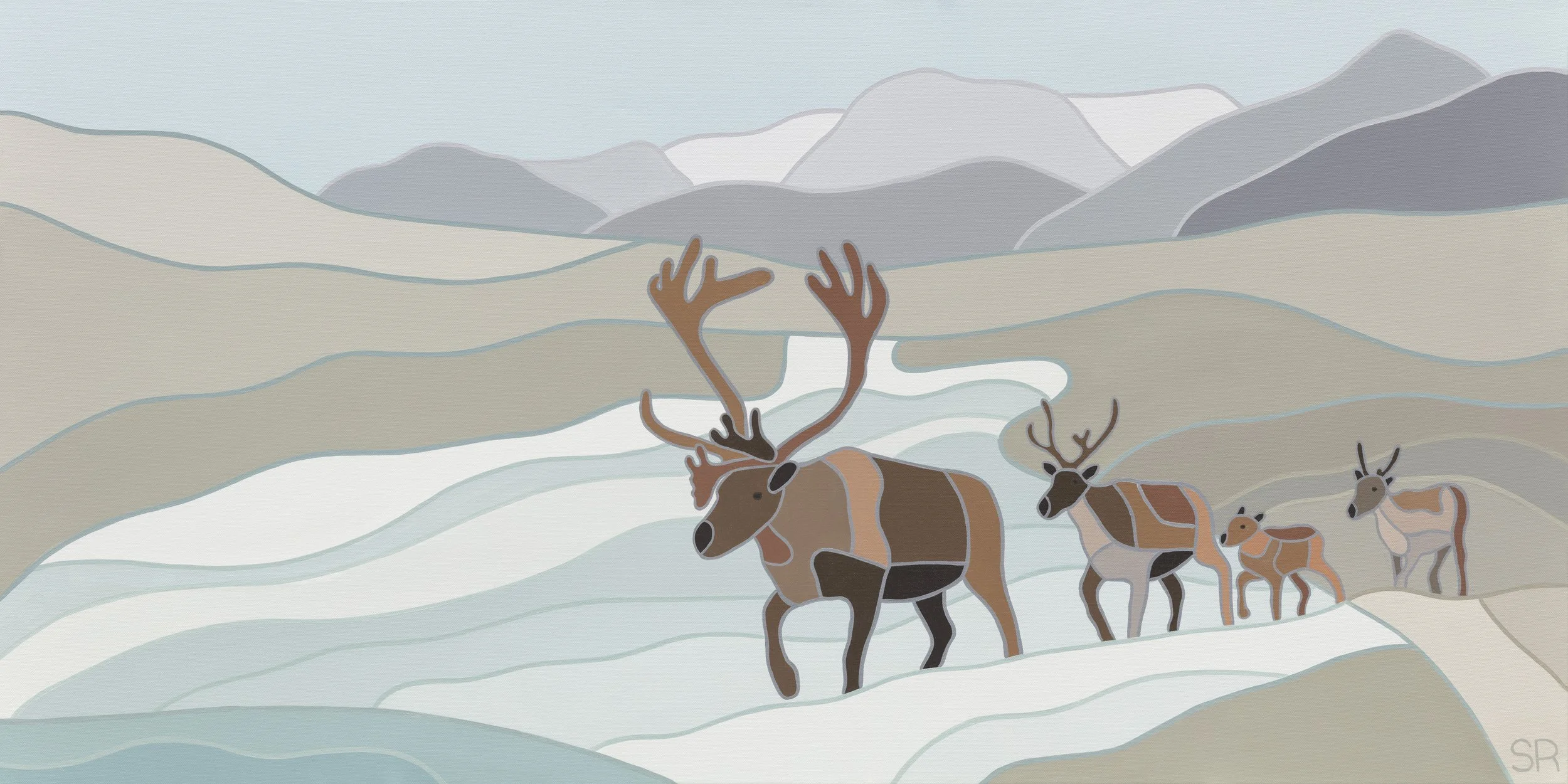 Caribou On the Move, 2026. Acrylic on canvas - 48" x 24" SOLD