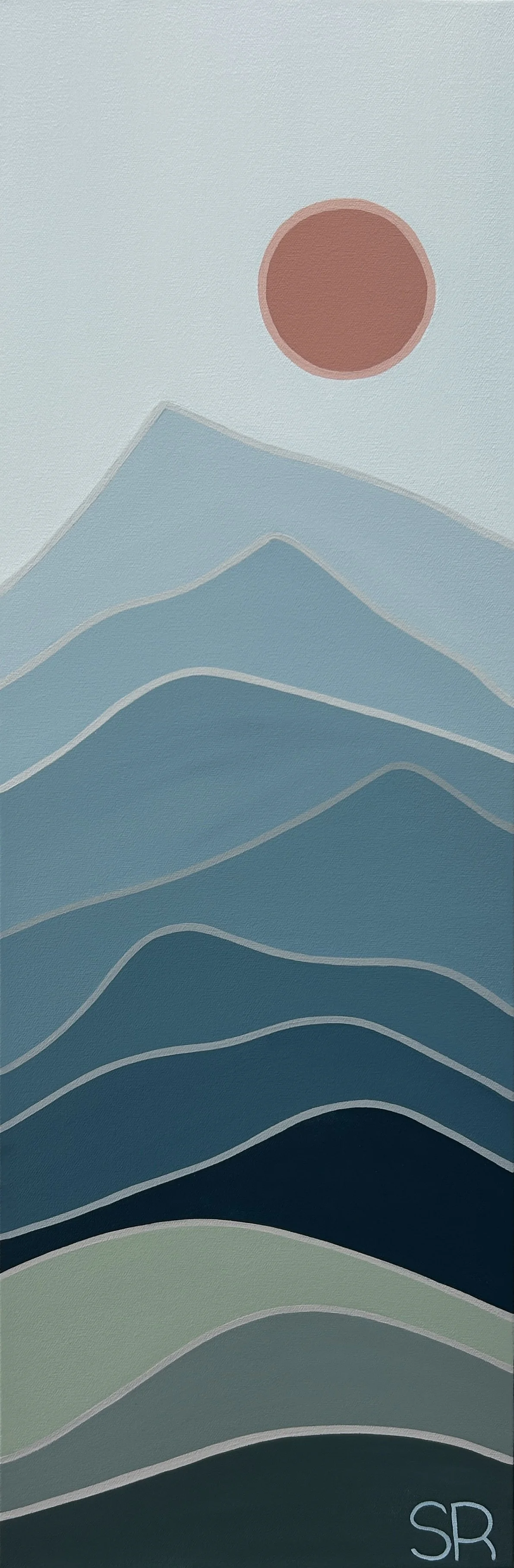 On Mountain Time, 2025. Acrylic on Canvas - 12" x 36" $400