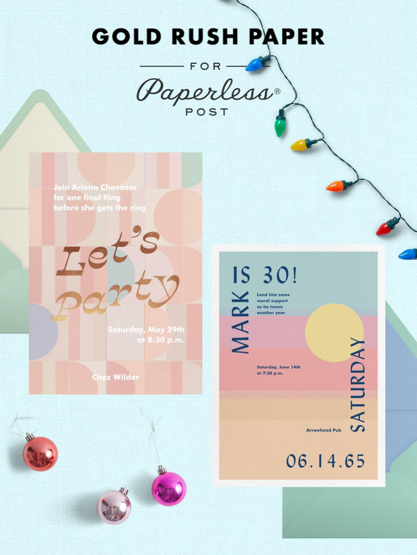 Dazzle your guests and send Paperless Post x Gold Rush this holiday season! Use code UNDERTHETREE for 20% off digital invites from 11/24 - 12/1. Happy holidays!