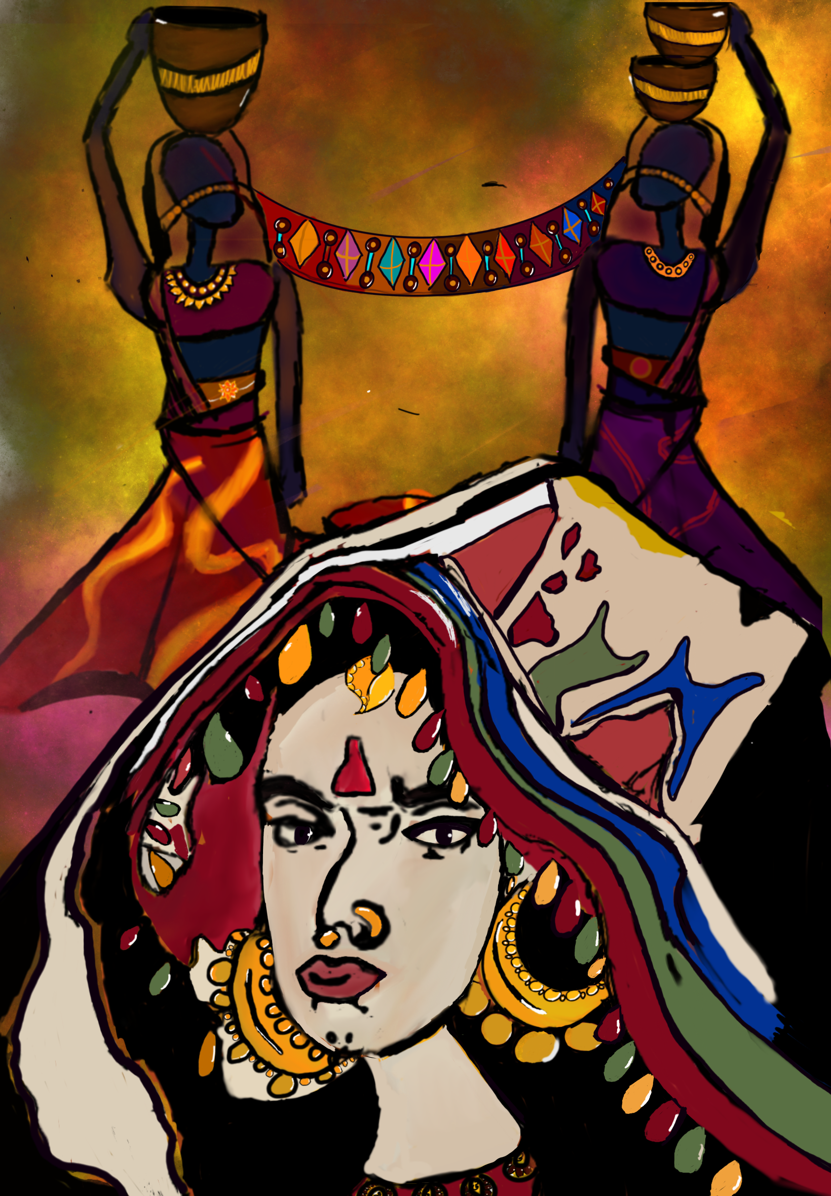 Echoes of culture: Clad in vibrant hues they weave tales of bravery and echo the strength of the desert