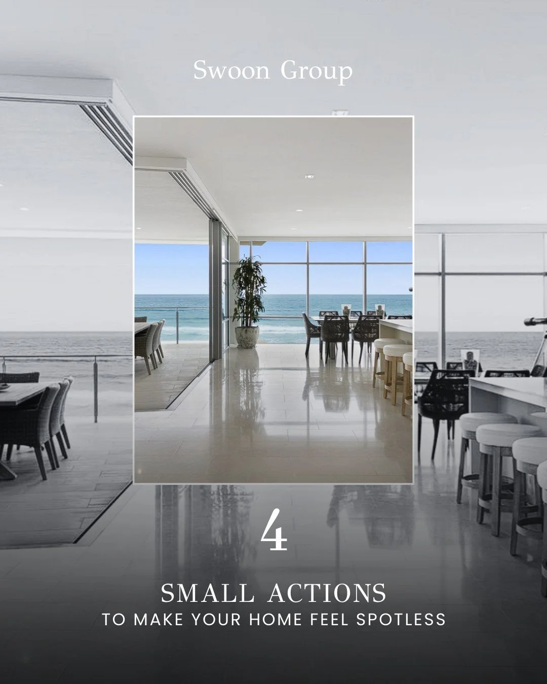 4 simple actions to make your home feel effortlessly spotless.

1️⃣ Keep sinks clear &ndash; Even just a few dishes can make a space feel cluttered. A clear sink instantly lifts the whole kitchen.
2️⃣ Clear your countertops &ndash; Less clutter = mor