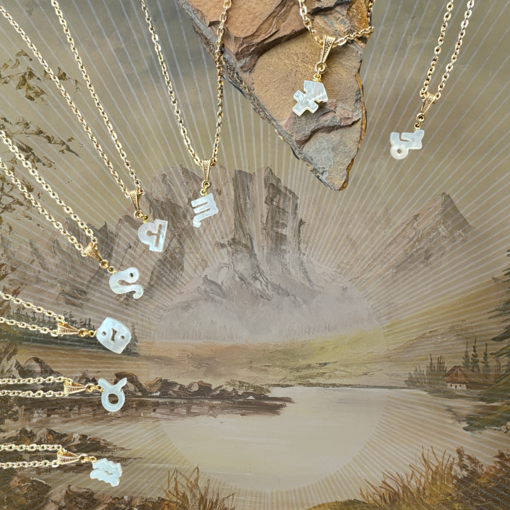 Abalone Astrological Glyph Necklace | Celestial Zodiac Pendant