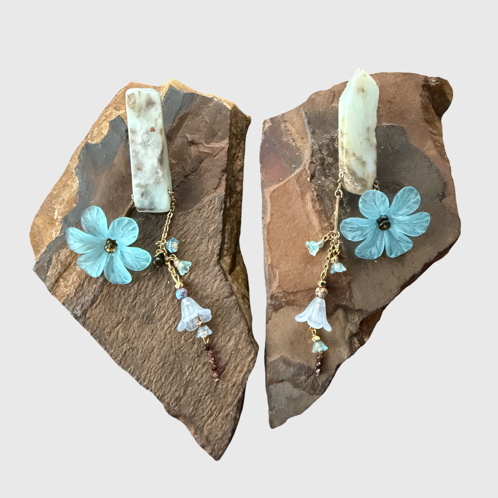 Blue Sky Stone Flower Earrings