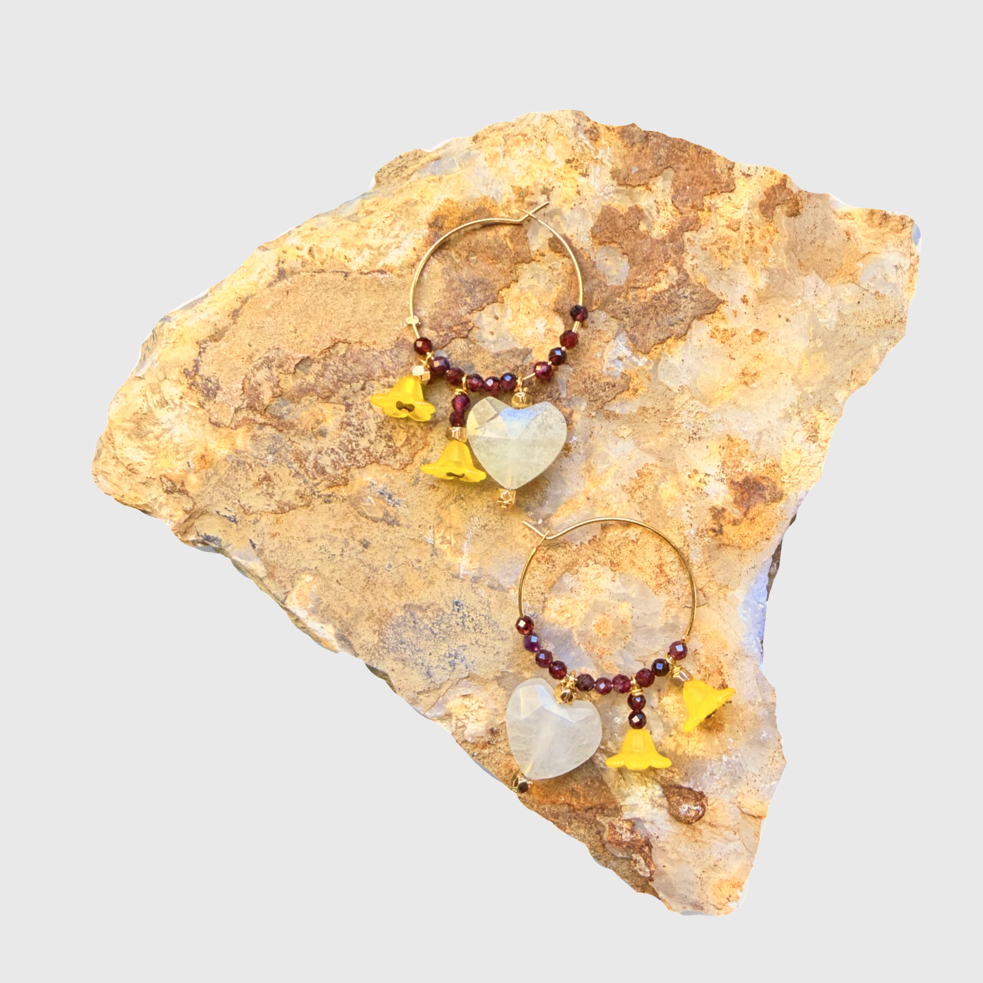 Heart Charm Hoops + Flowers