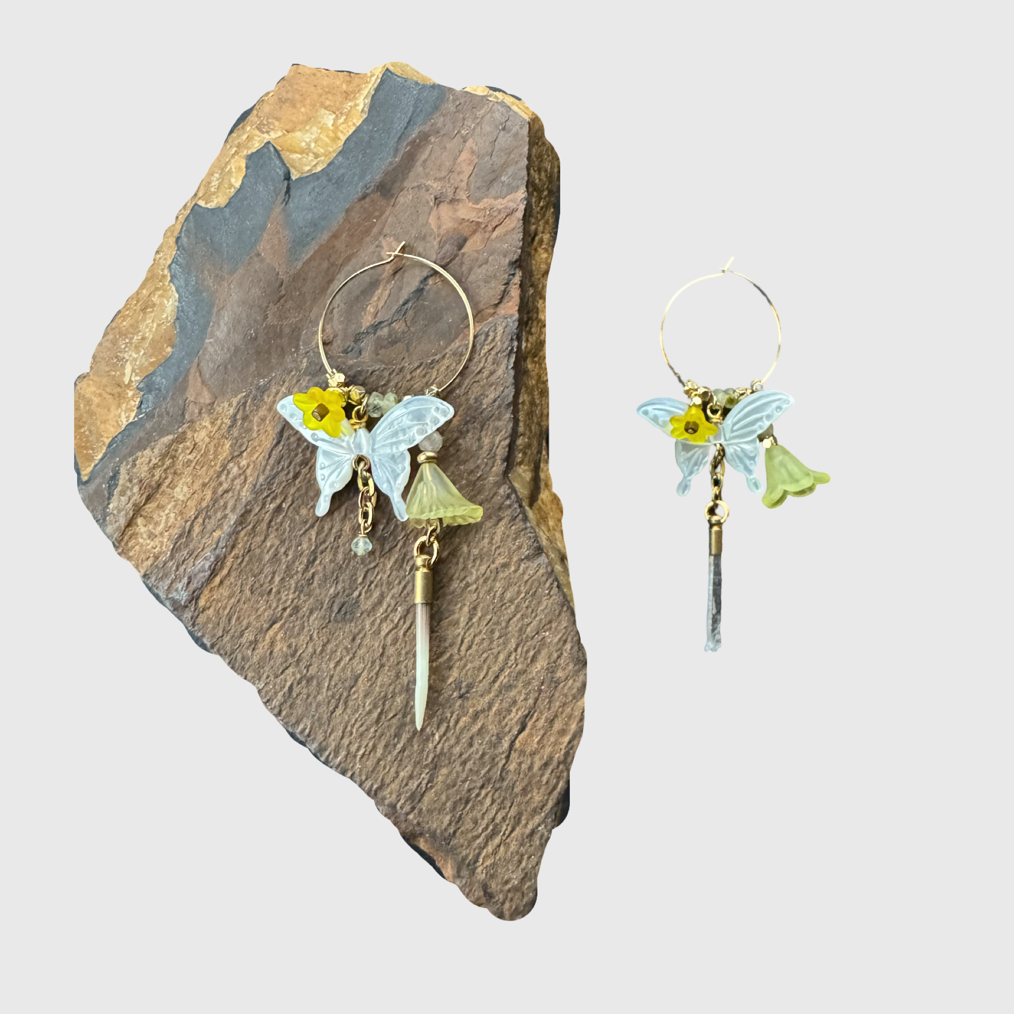 Butterfly + Flower Hoop Earrings