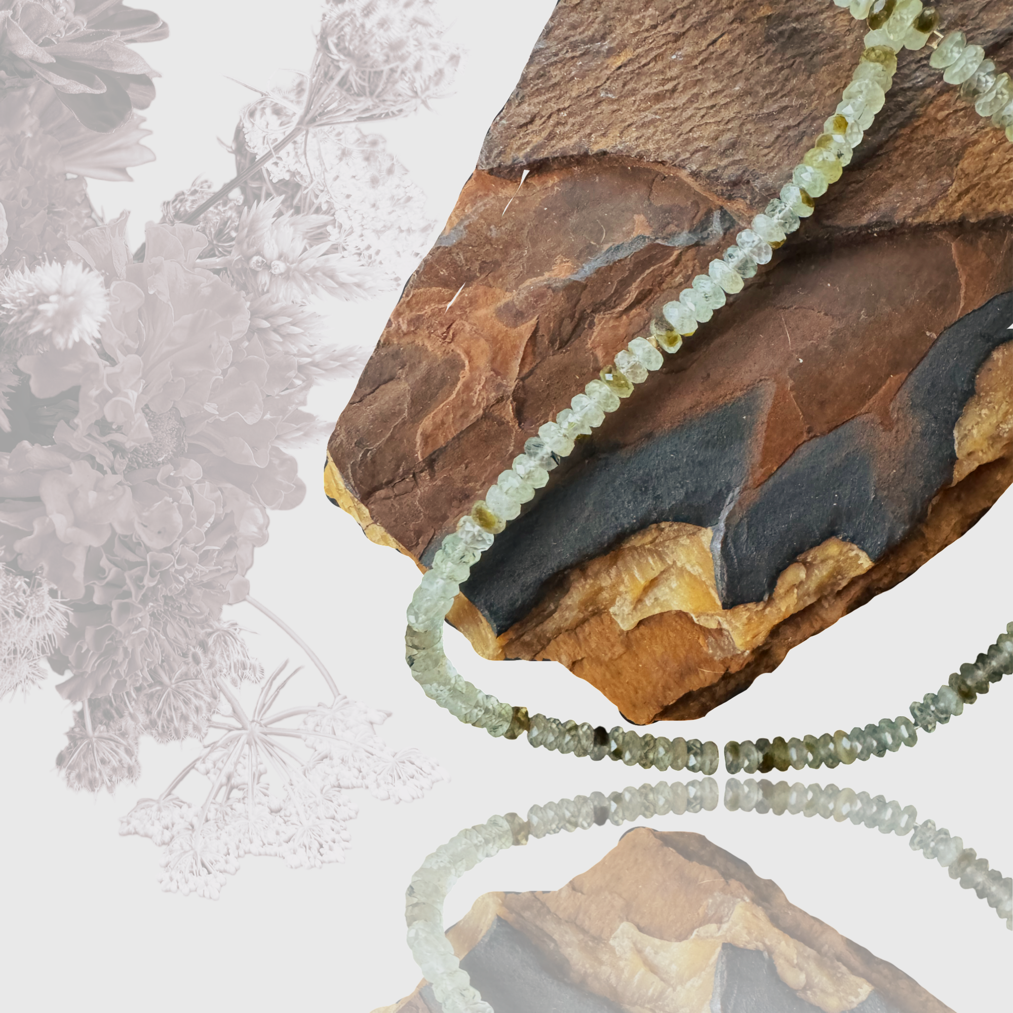 Faceted prehnite gemstone necklace