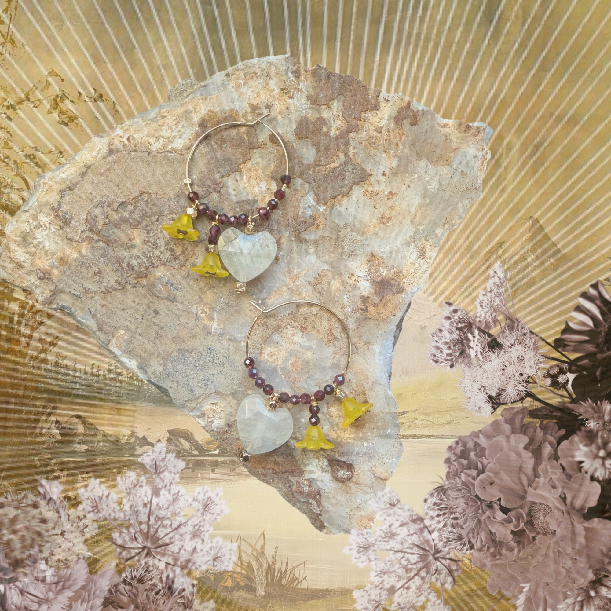 Heart Charm Hoops + Flowers