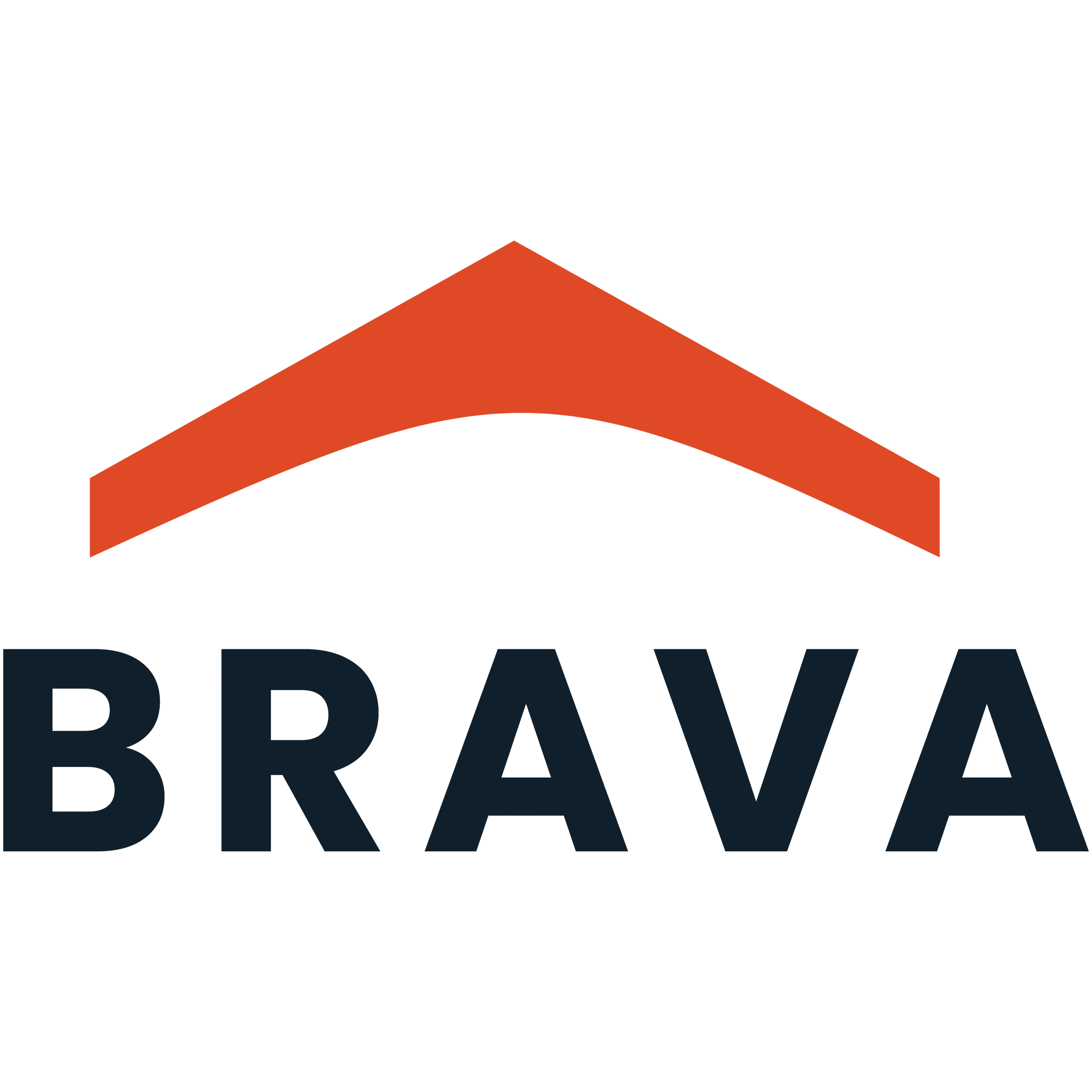Brava company logo with a stylized orange roof above the word 'BRAVA' in bold black letters.