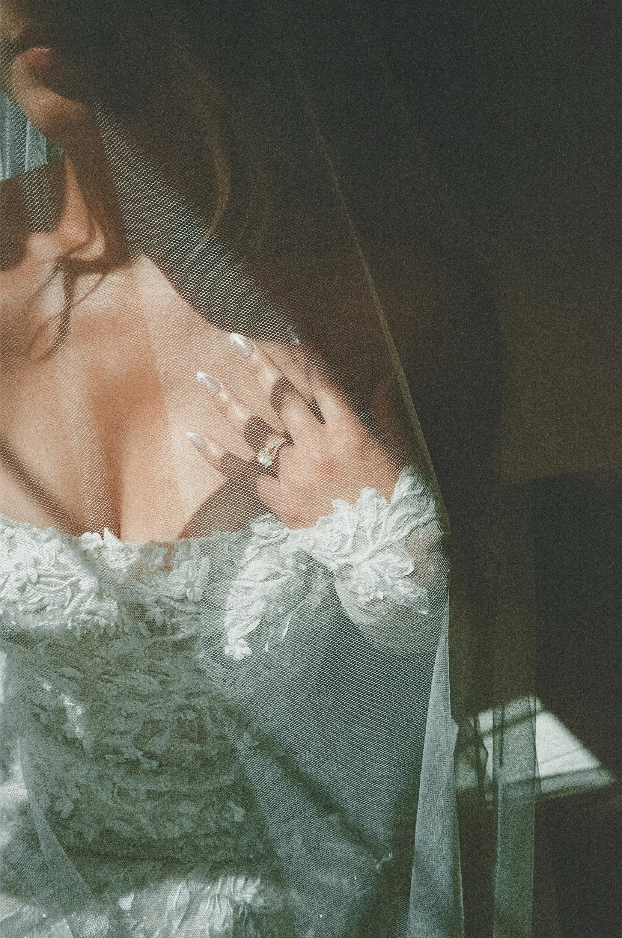 romantic bridal portrait captured on film at a Temecula wedding venue lake oak meadows by jennifer noelle photography