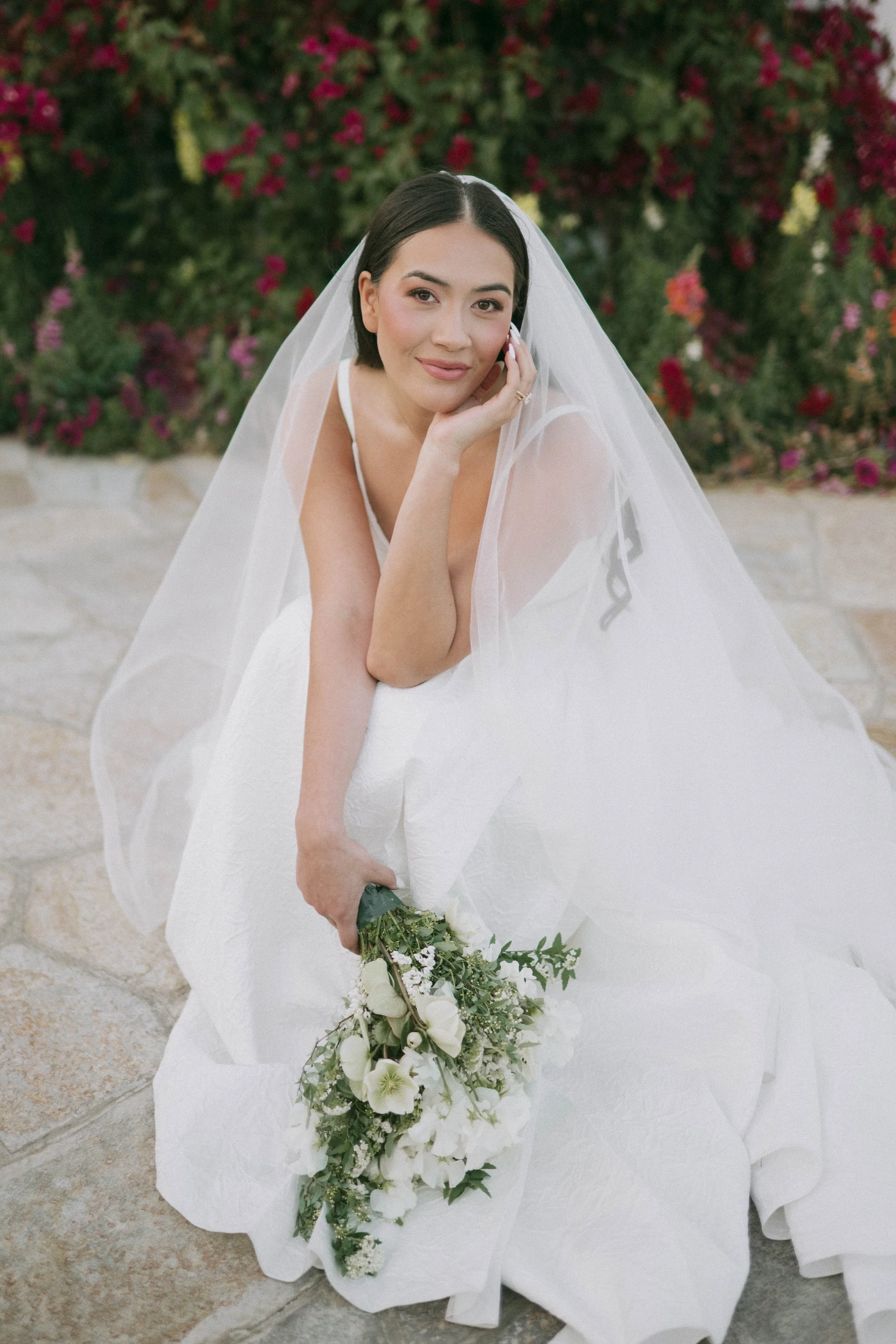 Soft lighting editorial portrait of bride at Zenda Estate in Palm Springs by Jennifer Noelle
