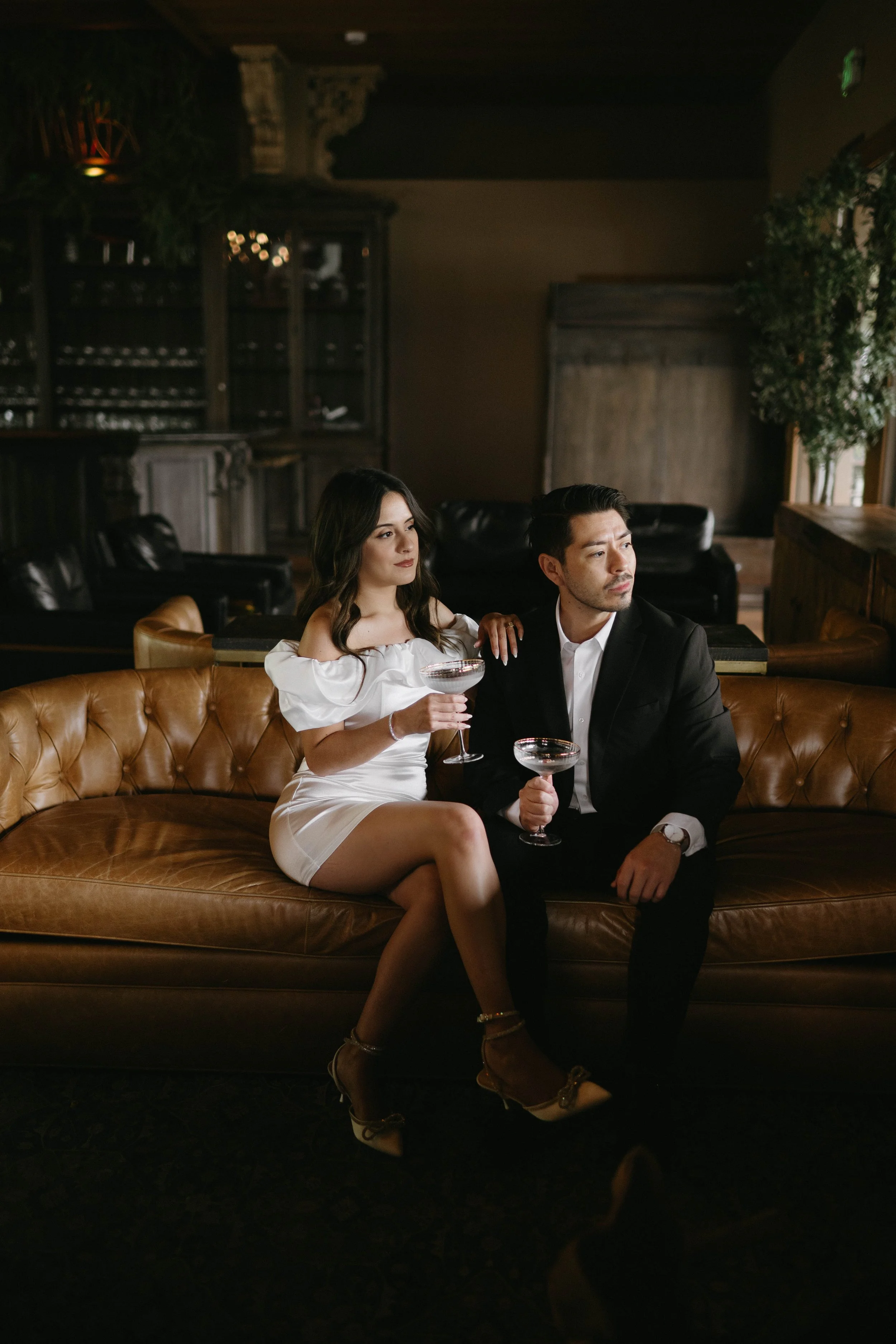 romantic bar engagement photos in Temecula captured by Jennifer Noelle Photography