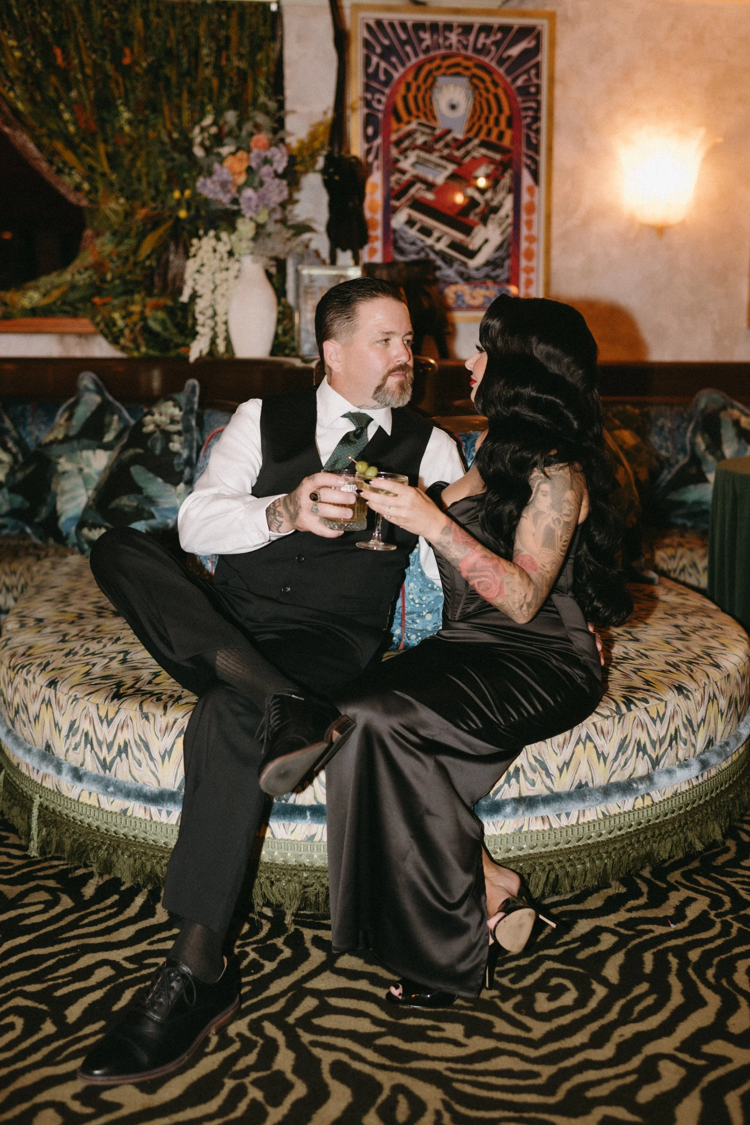 Moody engagement photos at the Lafayette Hotel in San Diego by Jennifer Noelle Photography