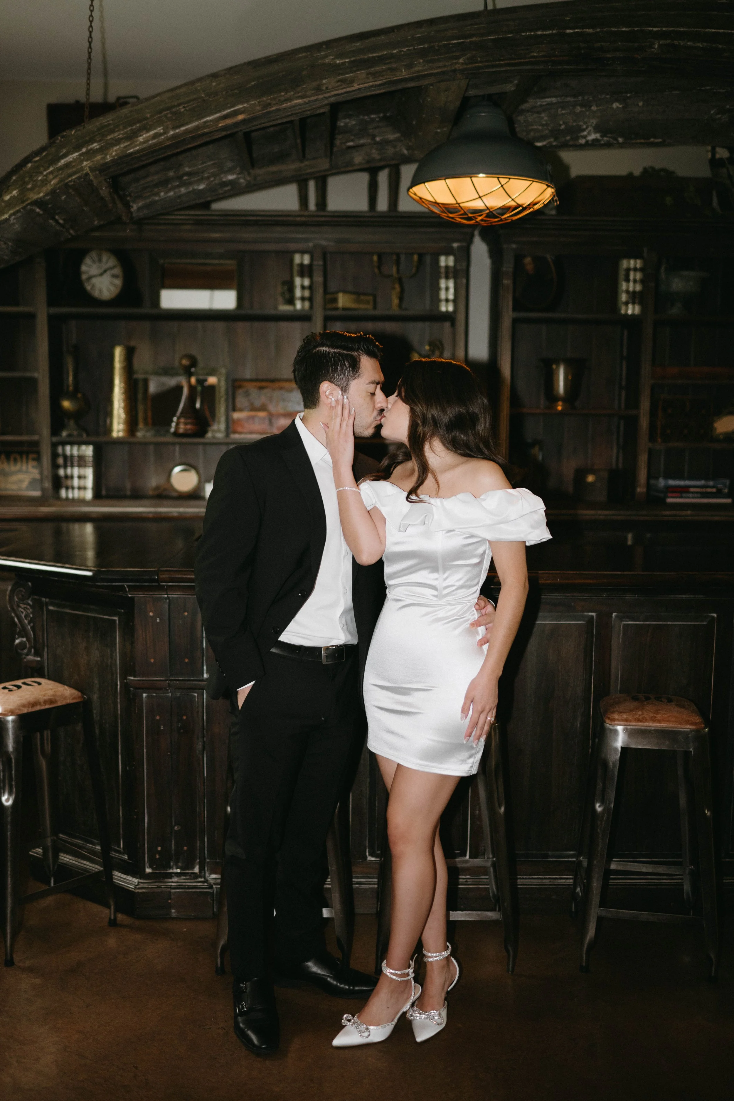 romantic bar engagement photos in Temecula captured by Jennifer Noelle Photography