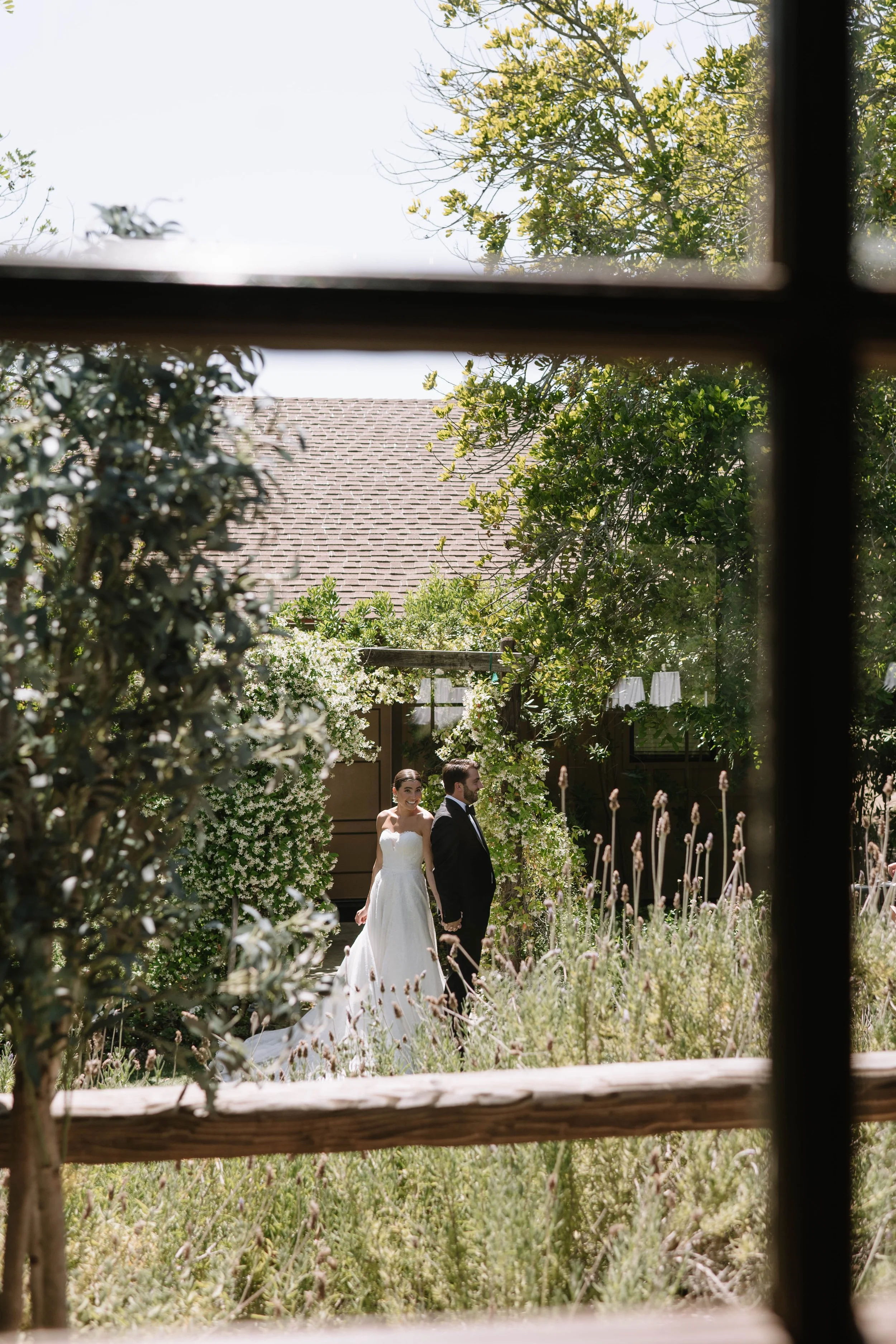 Wedding portrait of bride and groom private vows at Ethereal Gardens in Escondido